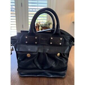 Rag & Bone Atlas Black Lamb Leather Satchel Tote Crossbody Bag Brass Hardware M
